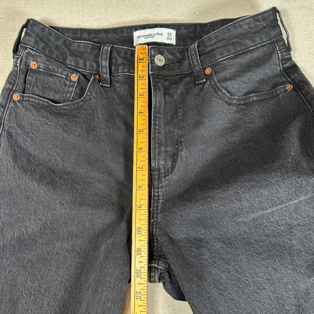 Abercrombie & Fitch Curve Love High Rise Straight Jeans Black 28 Long Women Tall - Picture 7 of 8